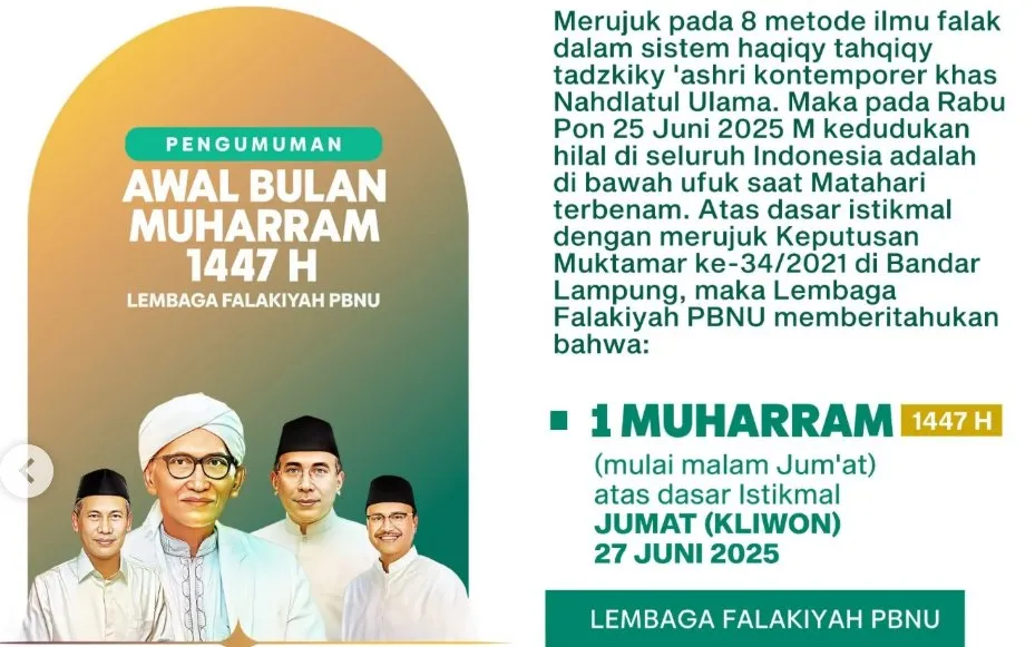 1 Muharram 1447 H Falakiyah NU