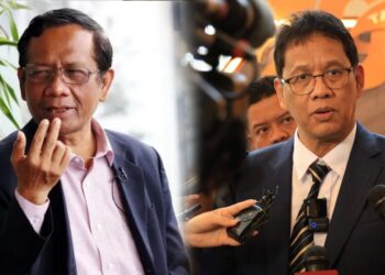 Mantan Menteri Koordinator Bidang Politik, Hukum dan Keamanan (Menko Polhukam), Mahfud MD (kiri), Menteri Keuangan [Menkeu], Purbaya Yudhi Sadewa [kanan]. [Foto: Kolase mu4.co.id]