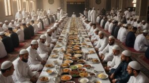 Suasana makan jemaah haji
