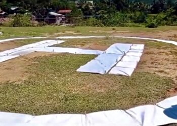 Helipad yang dibuat oleh warga sekitar