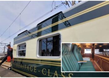 Tampilan luar dan dalam kereta Haritage Class