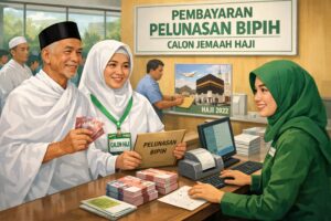 Calon jemaah haji melakukan pelunasan Bipih