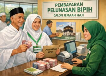 Calon jemaah haji melakukan pelunasan Bipih