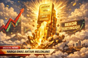 Harga emas Antam melonjak tinggi memecahkan rekor