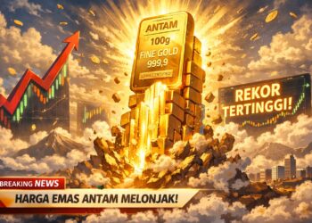 Harga emas Antam melonjak tinggi memecahkan rekor