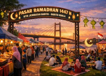 Pasar Ramadhan 1447 H Kabupaten Barito Kuala di RTH bawah Jembatan Barito