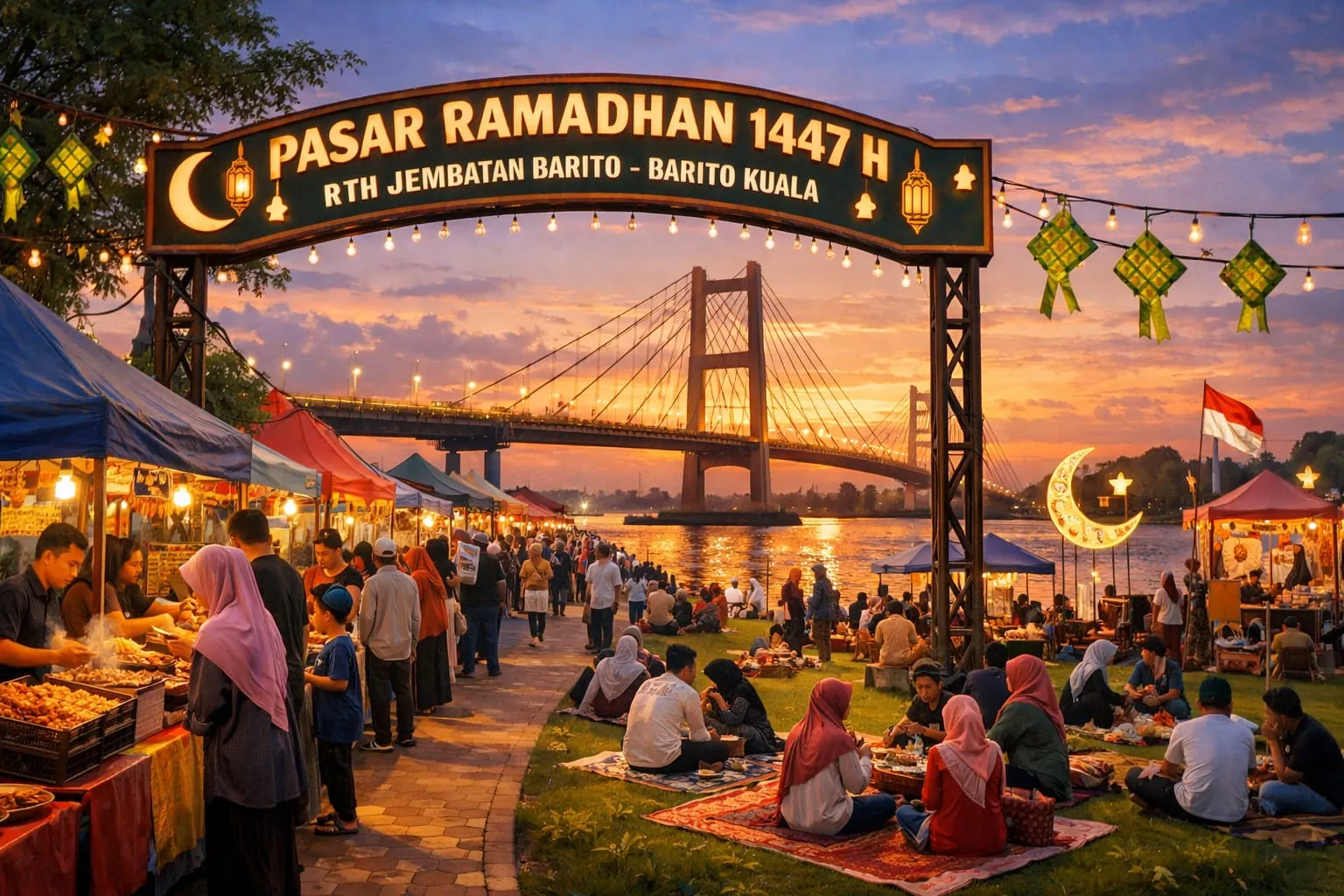 Pasar Ramadhan 1447 H Kabupaten Barito Kuala di RTH bawah Jembatan Barito