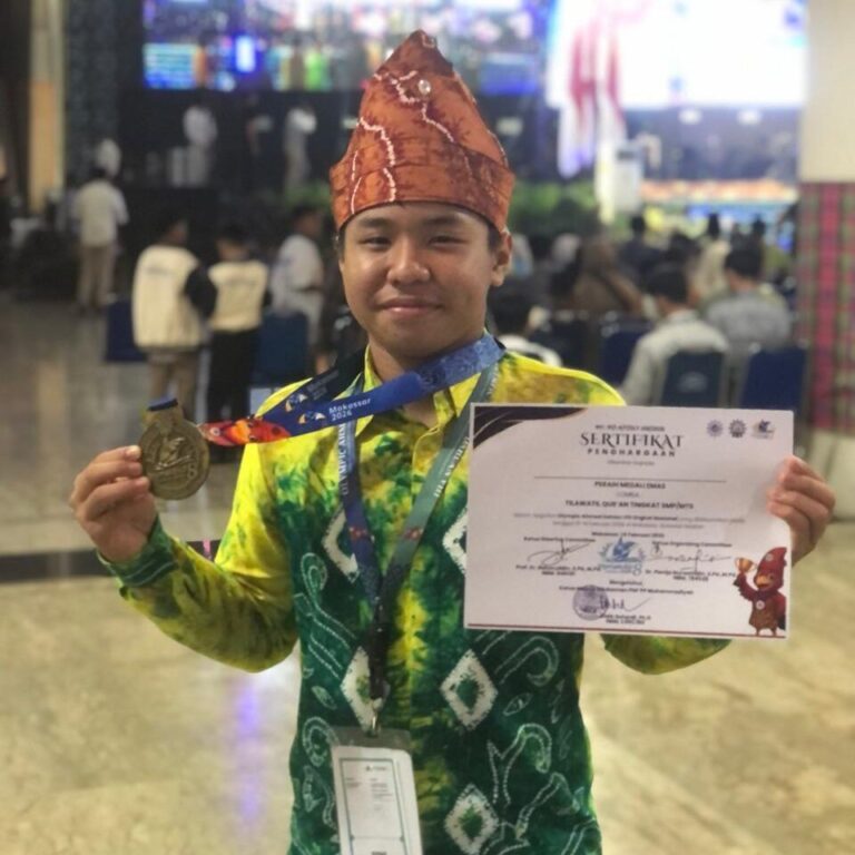 Rafi, Santri MTs Muhammadiyah 3 Al-Furqan Kembali Raih Emas Nasional di OlympicAD VIII di Makassar Tahun 2026