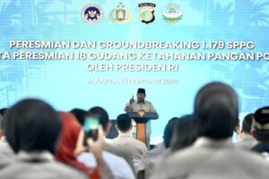 Presiden Prabowo pada peresmian SPPG, Gudang Ketahanan Pangan, serta melakukan peletakan batu pertama SPPG Polri