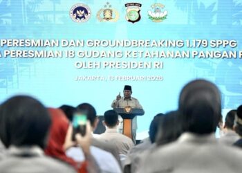 Presiden Prabowo pada peresmian SPPG, Gudang Ketahanan Pangan, serta melakukan peletakan batu pertama SPPG Polri
