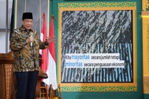 Chairul Tanjung saat mengisi pidato di Pengkajian Ramadan 1447 H Pimpinan Pusat Muhammadiyah pada Jum’at [27/2]
