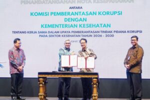 Penandatanganan nota kesepahaman antara Kementerian Kesehatan Republik Indonesia dan Komisi Pemberantasan Korupsi [KPK] di Jakarta, Rabu [11/3]