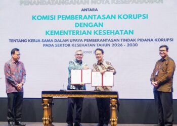 Penandatanganan nota kesepahaman antara Kementerian Kesehatan Republik Indonesia dan Komisi Pemberantasan Korupsi [KPK] di Jakarta, Rabu [11/3]