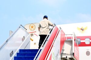 Presiden Prabowo saat menuju Sumatera Utara