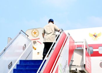 Presiden Prabowo saat menuju Sumatera Utara