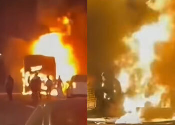 Bus jemaah umrah terbakar