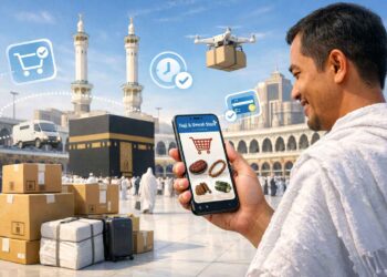 Jemaah-haji-belanja-online-di-Mekkah