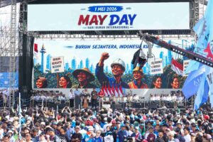 Acara peringatan Hari Buruh 2026 di Monas