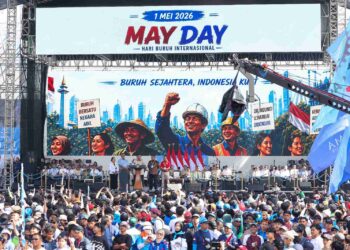 Acara peringatan Hari Buruh 2026 di Monas