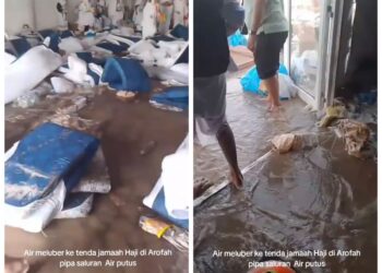 Tenda Jemaah Haji di Arafah Kebanjiran