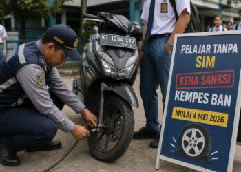 Dishub Samarinda Terapkan Sanksi Kempes Ban bagi Pelajar Tanpa SIM