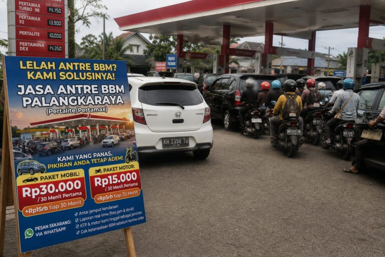 Ramai Antrean SPBU di Palangka Raya, Mahasiswa Buka Jasa Antre BBM Mulai Rp15 Ribu