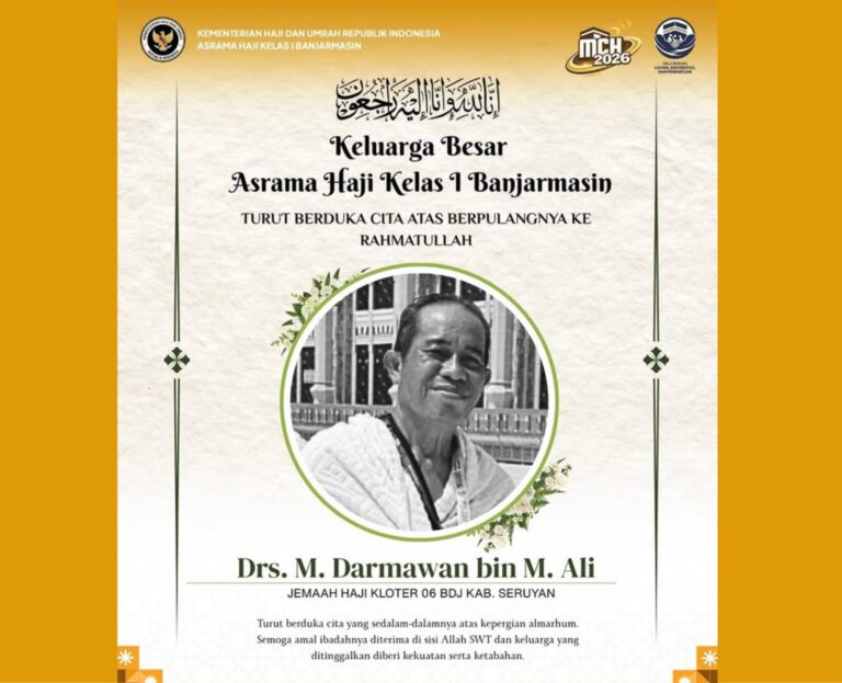 Innalillahi, Satu Jemaah Haji 2026 Embarkasi Banjarmasin Wafat di Makkah