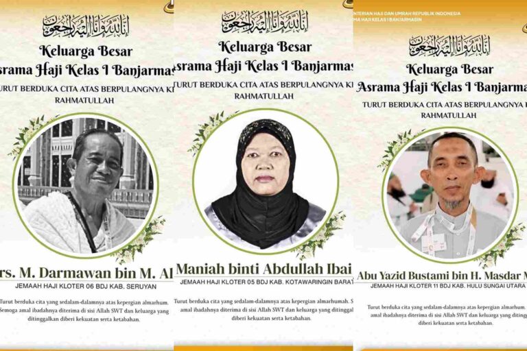 Hingga Pascapuncak Haji 2026, Tercatat 3 Jemaah Embarkasi Banjarmasin Wafat di Tanah Suci