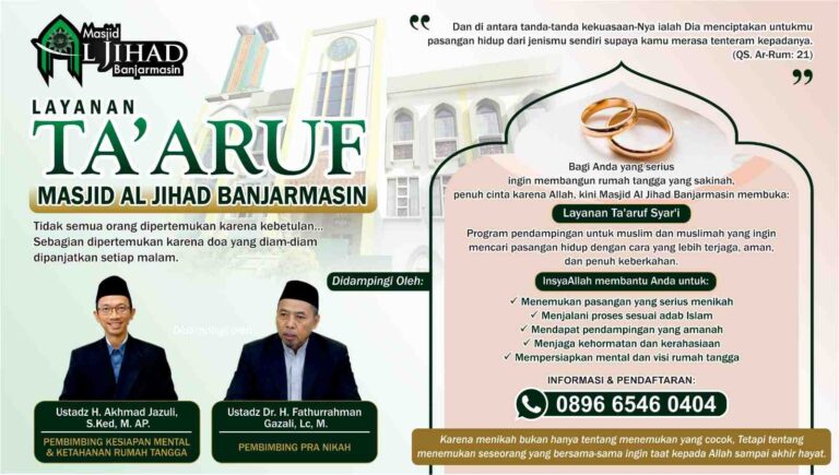 Solusi Menemukan Jodoh Islami, Masjid Al Jihad Banjarmasin Buka Layanan Ta’aruf Syar’i