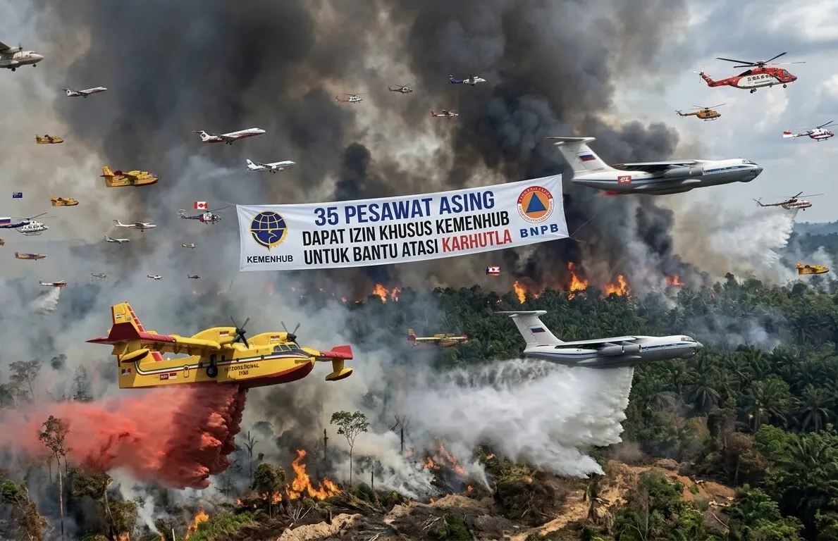 35 Pesawat Asing Dapat Izin Khusus Kemenhub untuk Bantu Atasi Karhutla