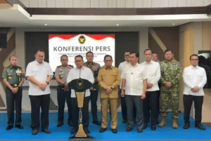 Konferensi pers di Kantor Kemenko Polkam, Jakarta